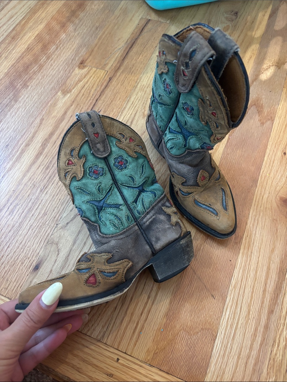 Girls Teal and Brown western boots